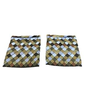 Set Of 2 Donna Sharp Pine Cone Quilted Pillow Sham Green Brown Blue Rustic